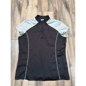 Callaway Womens XL Black & Gray Short Sleeve Golf Polo Shirt Moisture-Wicking Ha